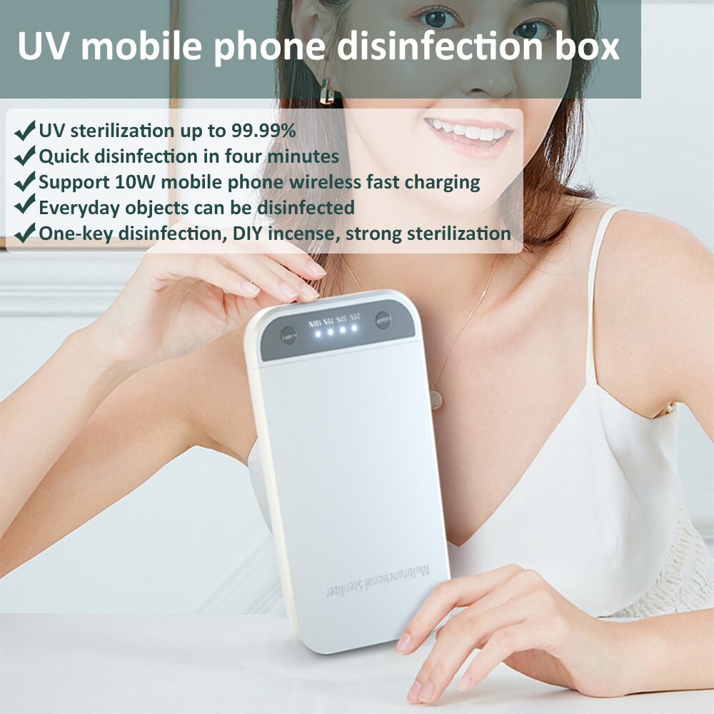 UV Light Sterilizer Box Phone Cleaner Personal Mask Sanitizer With Phone Wireless Charger For Jewelry Sterilization Disinfection