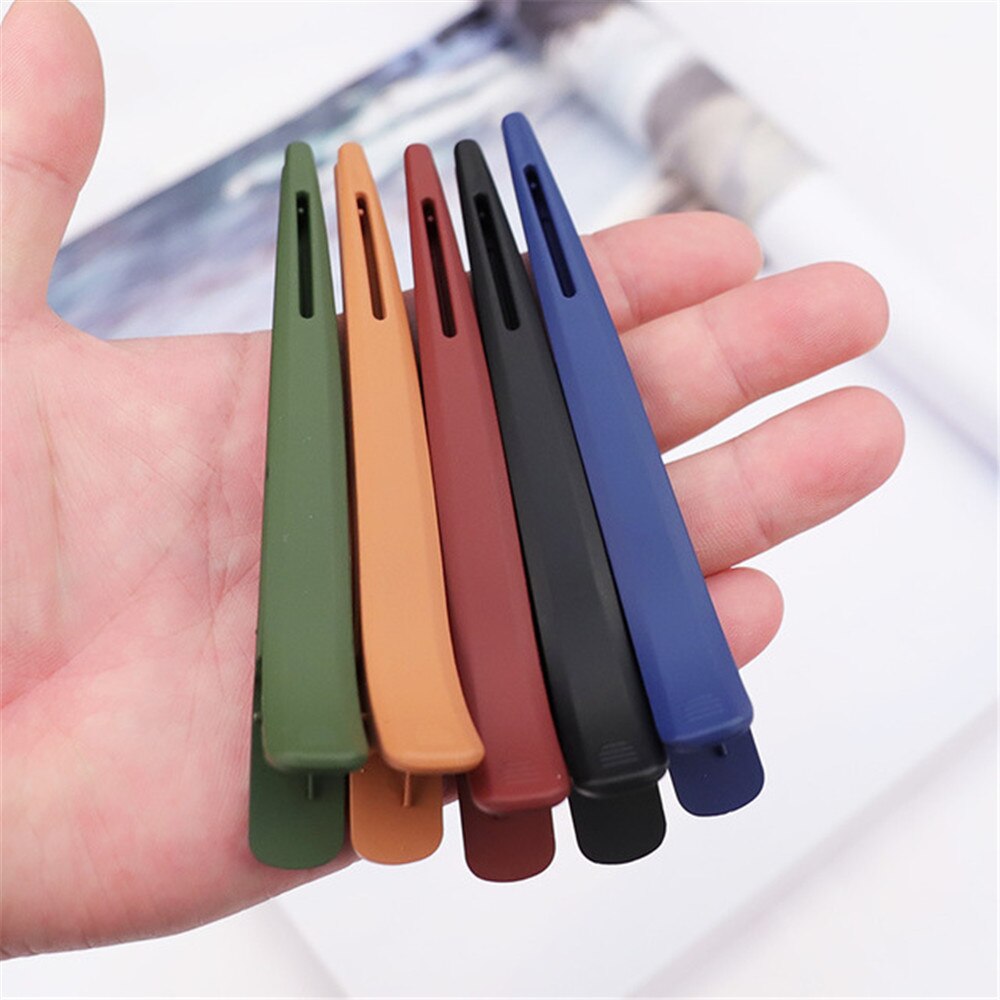 Pinza de pico de pato esmerilado grande, 9 colores opcional, horquilla de plástico a presión para mujeres y niñas, herramientas sencillas de estilismo para el cabello, 1 Uds.