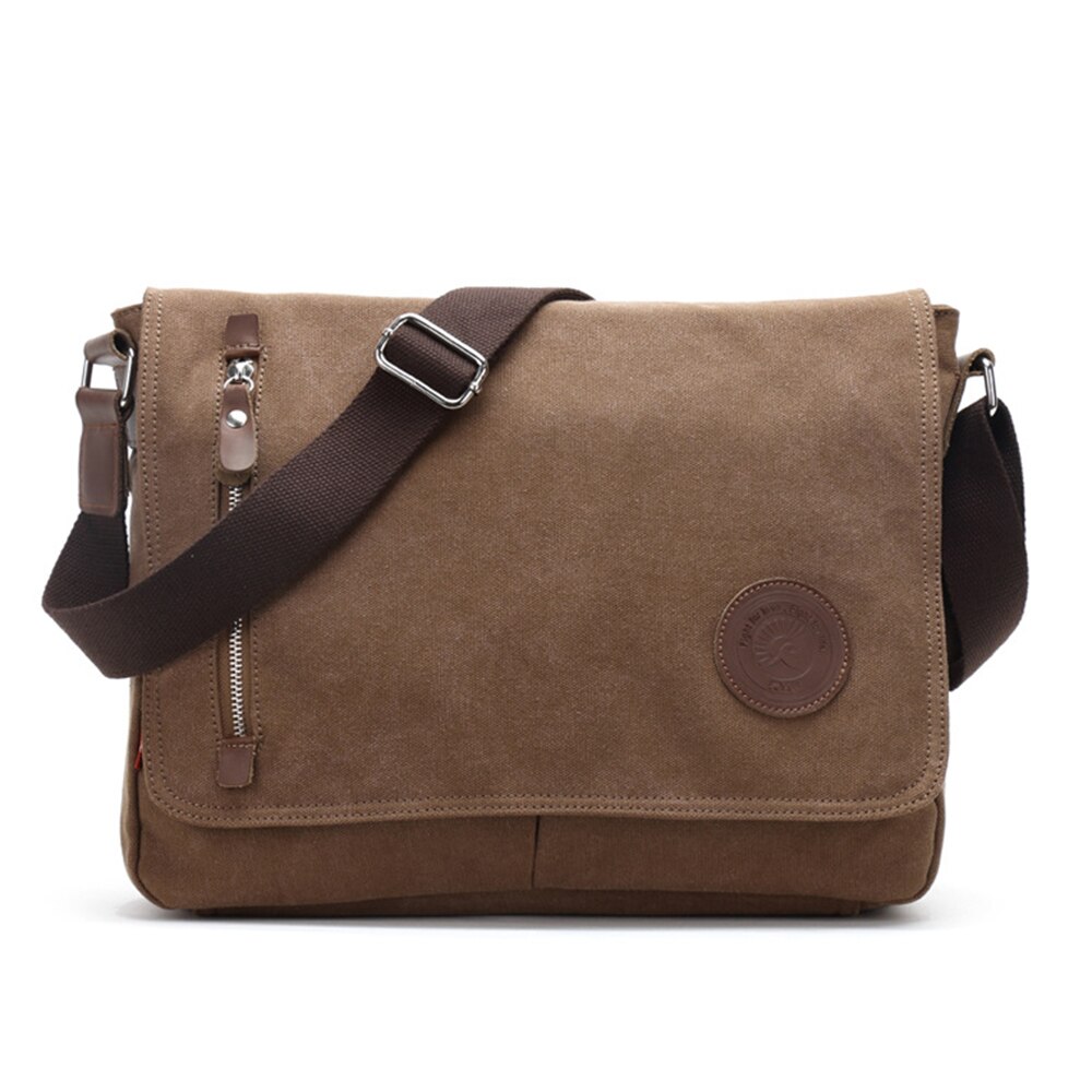 14 Inch Retro Casual Messenger Tassen Voor Mannen Schoudertas Canvas Crossbody Pack Kantoor Reistas Mannen tassen: Coffee