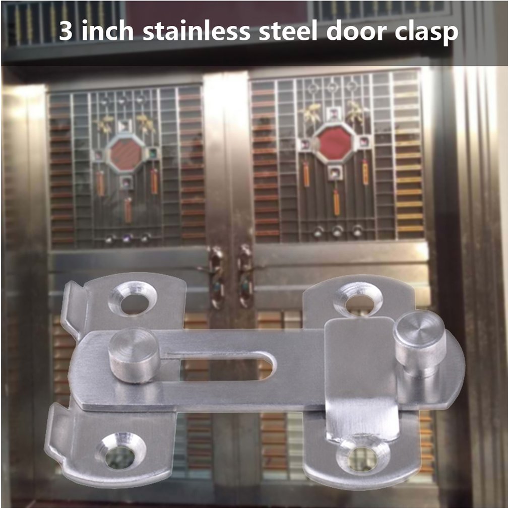 Stainless Steel Hasp Latch Lock Sliding Door For Window Cabinet Fitting Mounted Door Buckle Security Sliding Door Latch