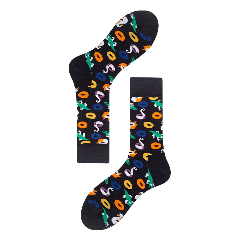 #39 heren gitaar beer wasbeer alpaca lama alpaco's dinosaurus gans maïs happy crew sok nieuwigheid grappig dier casual sok voor heren