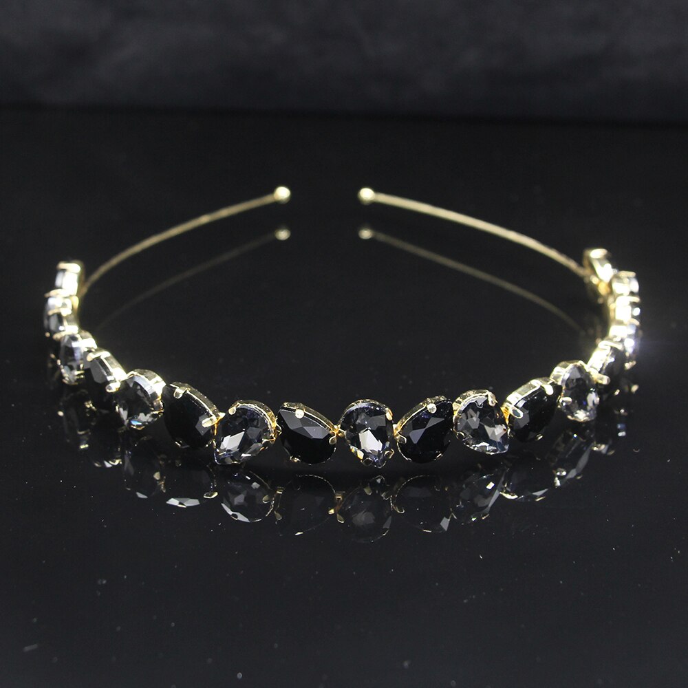 Ainameisi Luxe Strass Hoofdband Water Volledige Crystal Hoofddeksels Mode Hoofdband Bridal Crown Haar Accessoires Sieraden: black