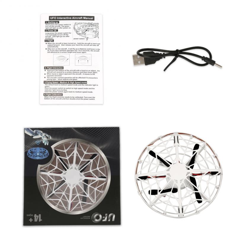 Mini hélicoptère UFO jouet soucoupe volante Mini Drone avec LED lumières Drone infrarouge Induction main contrôle led pour d'anniversaire