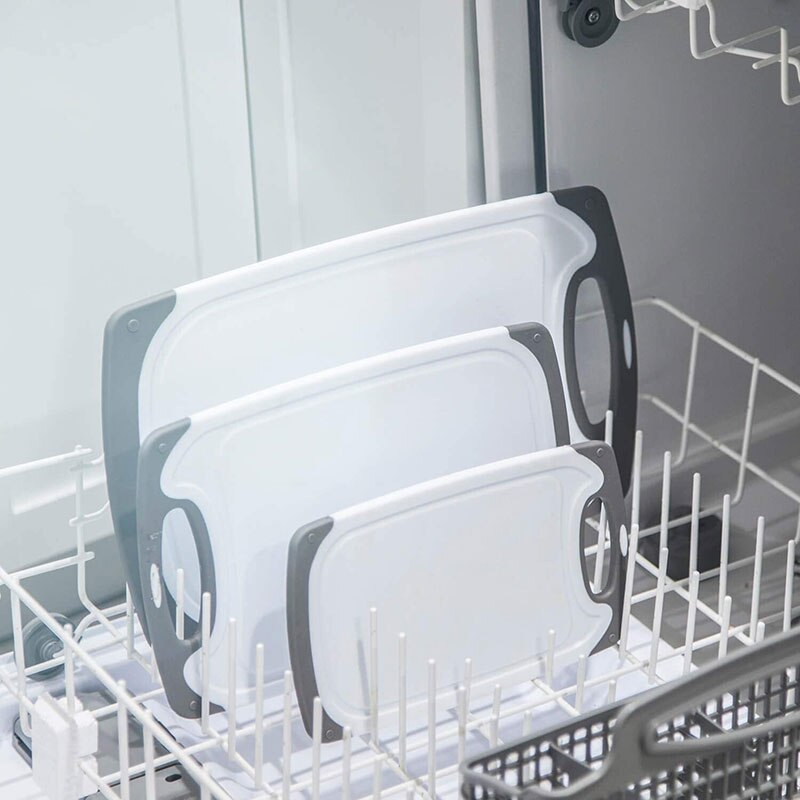 1/3PCS Kitchen Cutting Board Set Juice Grooves with Easy-Grip Handles BPA-Free Non-Porous Dishwasher Safe HG99