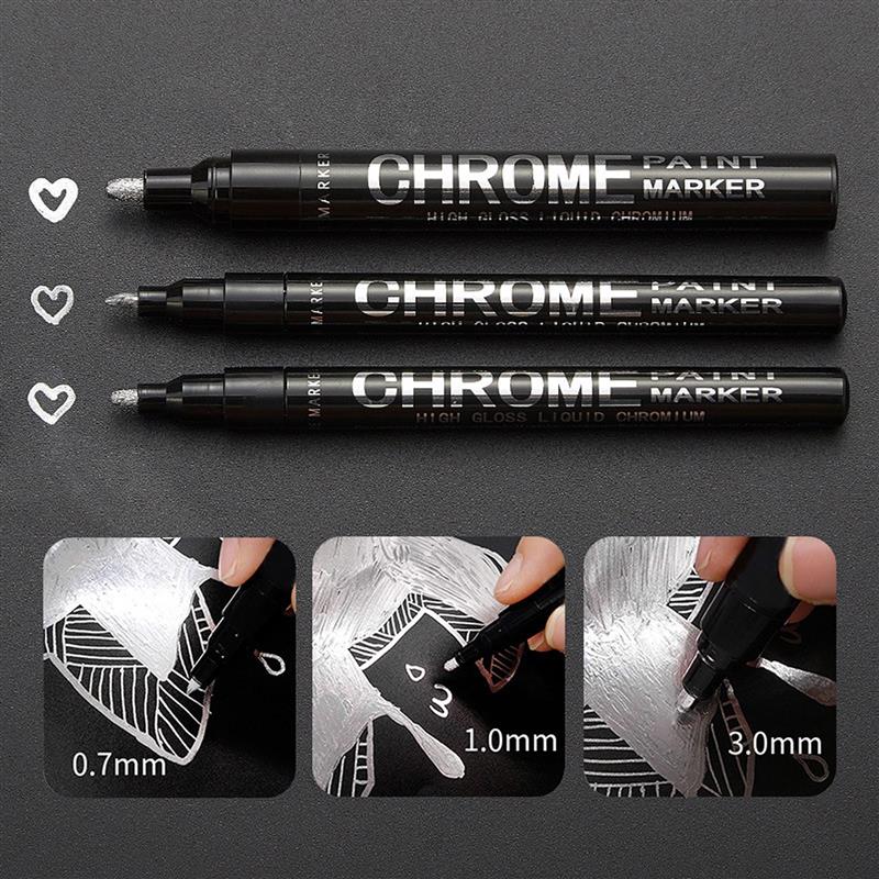 Rotulador de espejo cromado, bolígrafo de pintura reflectante DIY de 2mm, marcador permanente de oro y plata para retocar, pintura de modelo, marcado