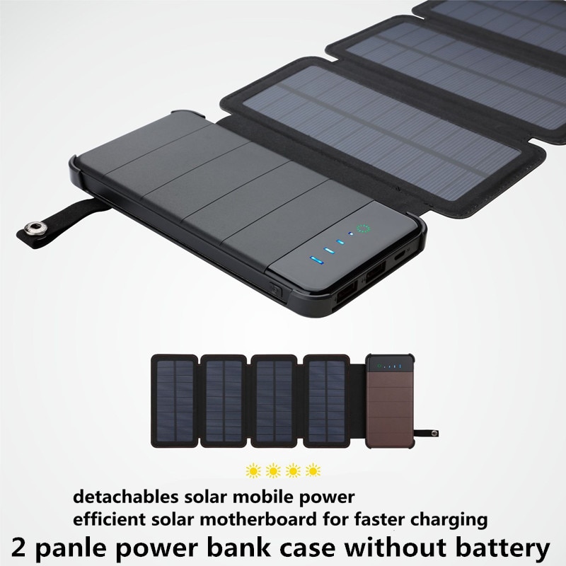 HENGCHANG-funda de Banco de energía plegable con cargador Solar, caja de almacenamiento de batería, desmontable, impermeable, 5v2a, Pcb,