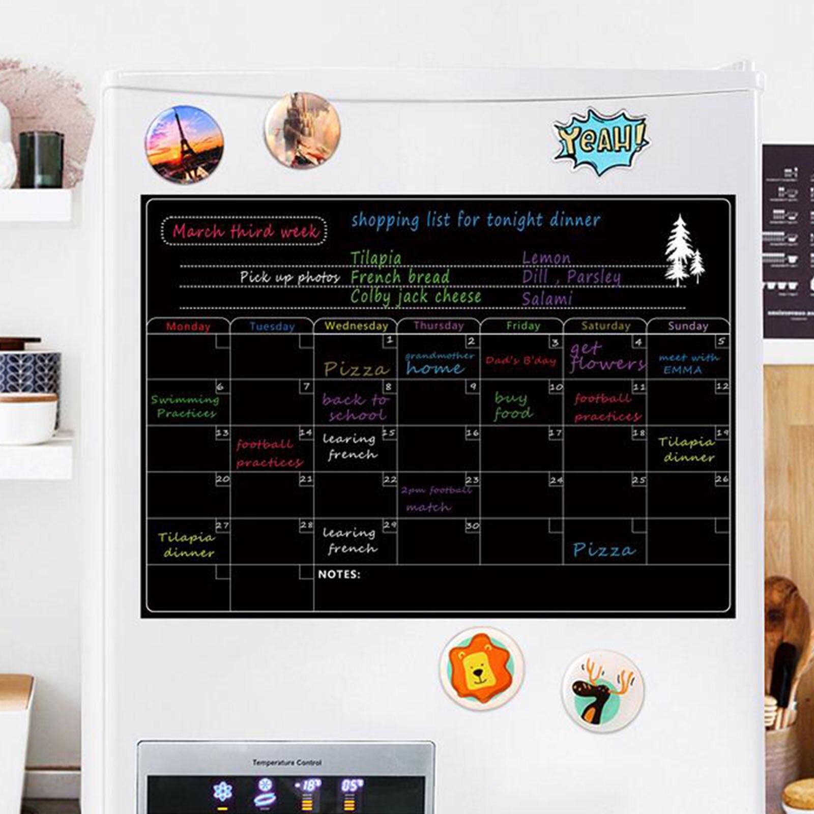 40# Erasable Monthly And Weekly Schedule Magnetic Refrigerator Calendar Sticker Refrigerator Calendar Sticker Easy To Remember