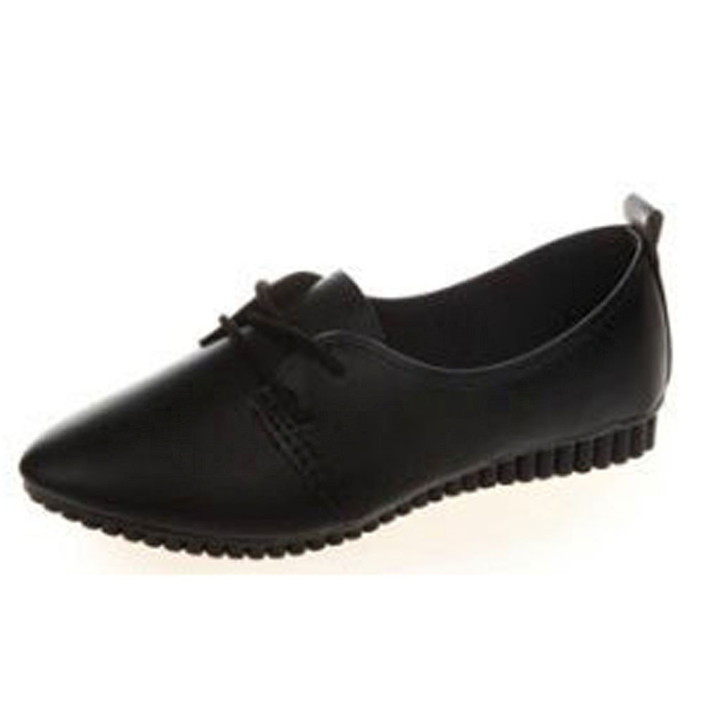 Kvinnor oxford platta vårskor för kvinna läderlägenheter sommarbrogues vintage spetsar loafers casual sneakers skor  #t2g: Svart / 37