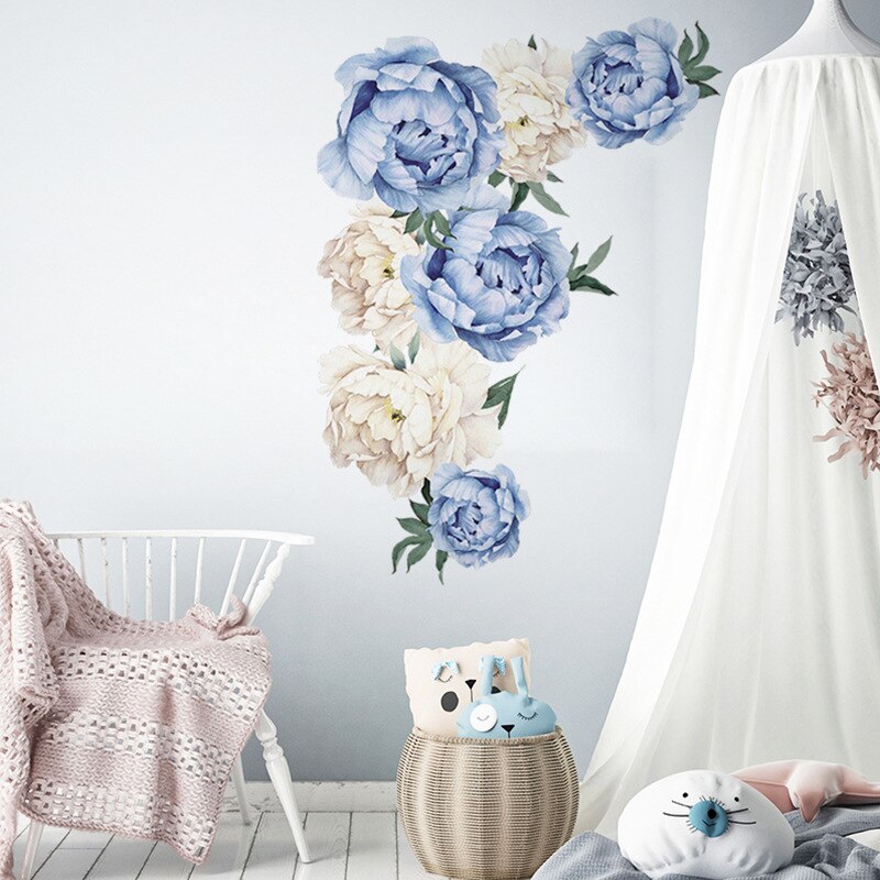 73x94cm Pink Peony Flower Wall Stickers Romantic Flowers Home Decor for Bedroom Living Room DIY Vinyl Wall Decals Christmas