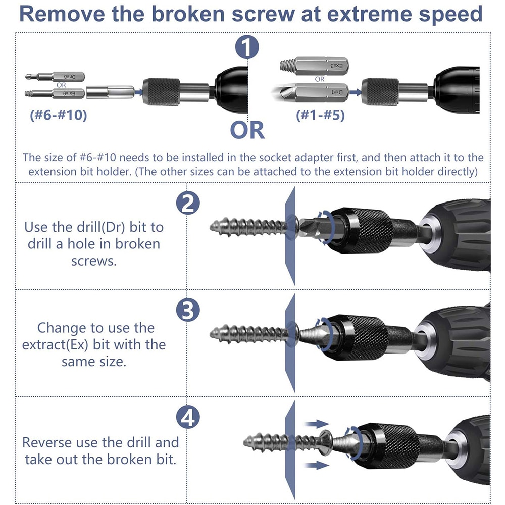 22 Stks/set Beschadigd Stripped Schroef Extractor Set Voor Gebroken Schroef, all-Purpose Hss Gebroken Bout Extractor Schroef Remover Set
