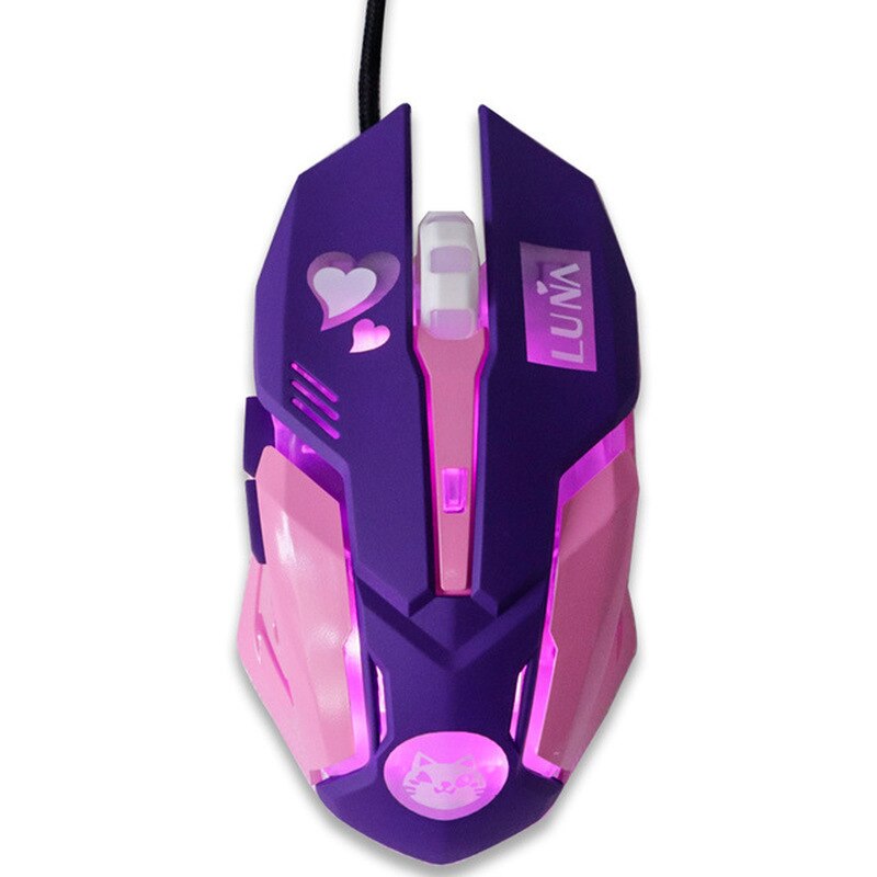 3200Dpi Wire Ergonomische 6 Toetsen Backlit Gaming Mouse Voor Laptop Computer Notebook Pc Gamer Muizen Roze Meisje Vrouw Leuke game Muis