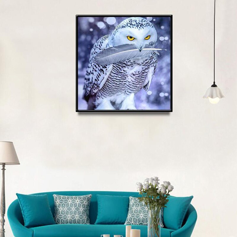 Woondecoratie Diamant Schilderij Uil Landschap Diamant Borduurwerk Kruissteek Gevederde Uil DIY Decoratie Schilderijen