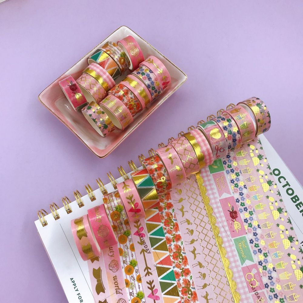12 Uds cinta Washi de papel de de papel recortes cinta adhesiva papelería Deco cintas
