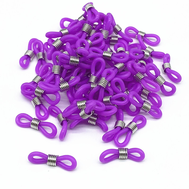 100 sztuk/partia okulary łańcuch gumy silikonowej pierścień antypoślizgowe DIY złącze pasek oczka liny okulary przewód akcesoria: Purple
