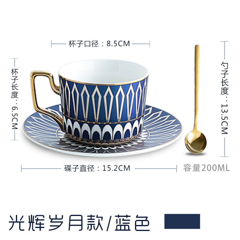 Äthiopischen Luxus Kaffee Tasse einstellen Porzellan Gold Tasse Untertasse Löffel einstellen Gestreifte Geschäft Tee Tassen Xicaras Königlichen Tasse einstellen AC50BD: Stil4