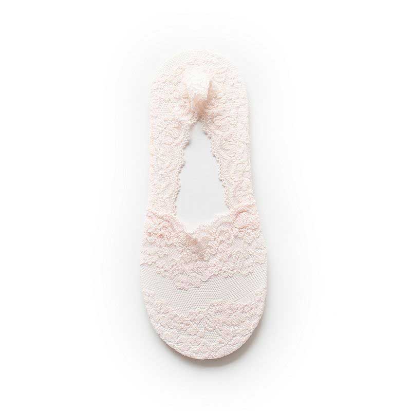 Silicone shallow Socsk Women Lace Slipper Ankle Socks Invisible Seamless Girl Low Cut Boat cotton Thick Socks Transparent Summer: light pink