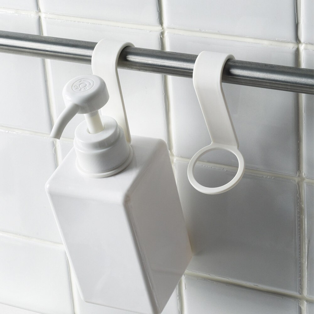 8Pcs Multipurpose Opslag Fles Opknoping Rack Wall Mounted S Haak Home Shampoo Houder Ruimtebesparend Badkamer Wc Abs Wit