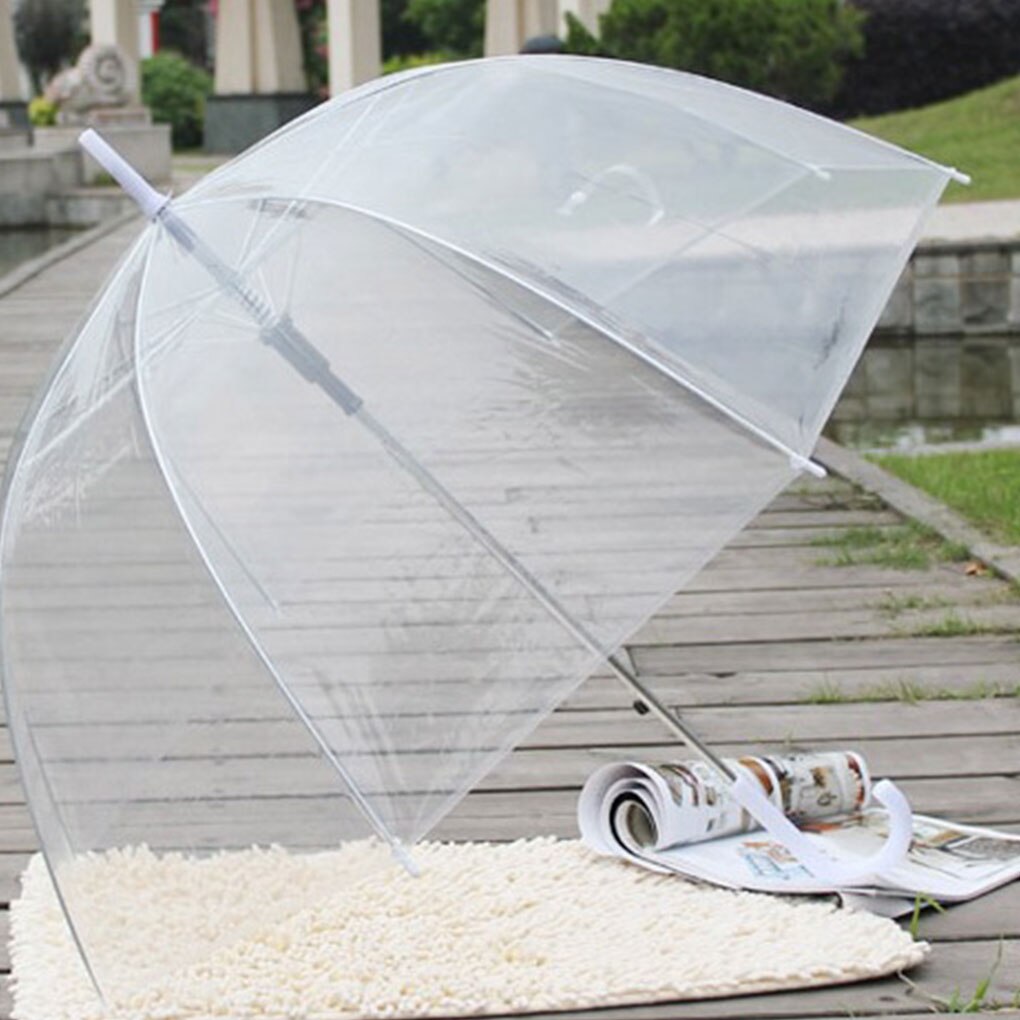 Large Clear Dome See Through Umbrella Handle Transparent Walking Lady Windproof Rain Protecting Umbrella