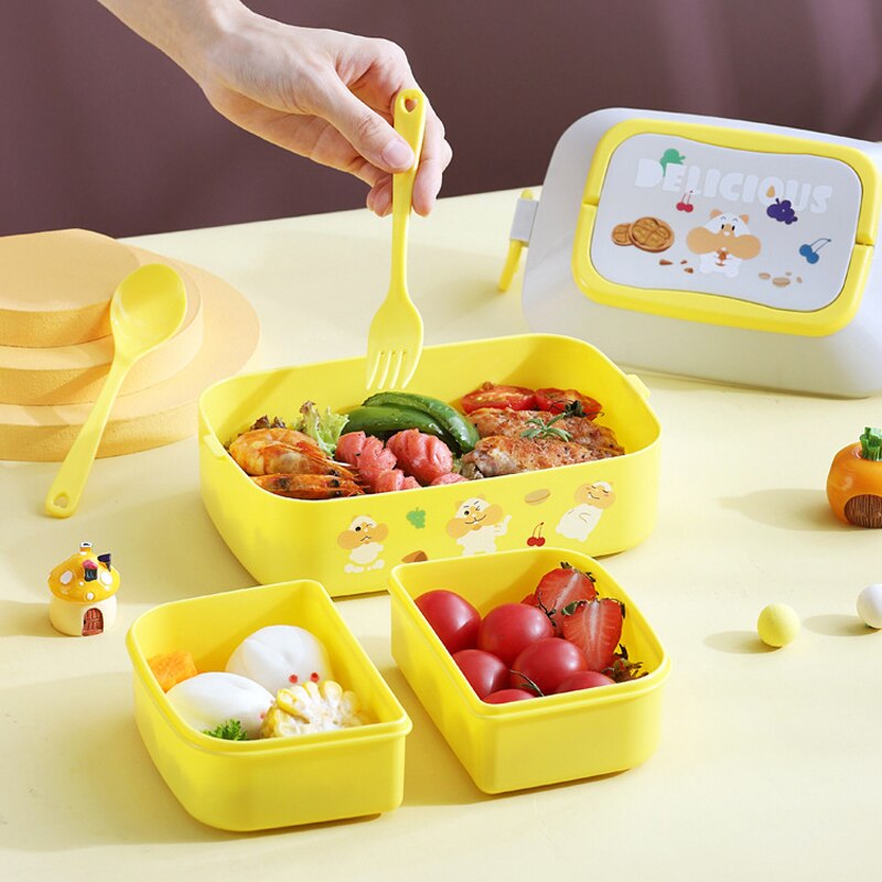 Portable Lunch Box For Girls School Kids Plastic Picnic Bento Box Microwave Food Box With Compartments Storage Containers