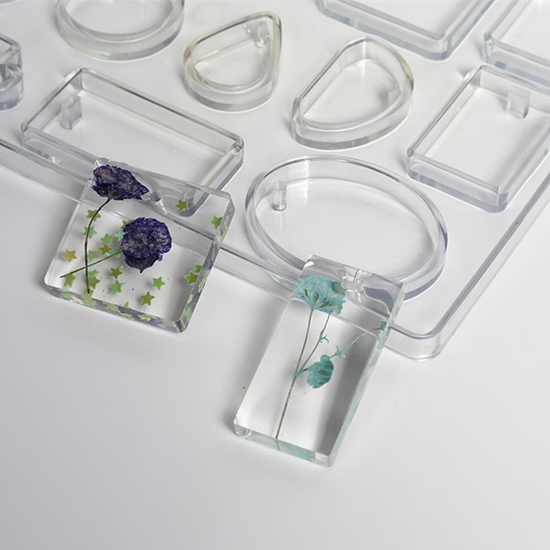 Silicone Casting Mold For DIY Resin Jewelry Pendants 12 Shapes Silicone Casting Mold Tools For Clay Epoxy Resin
