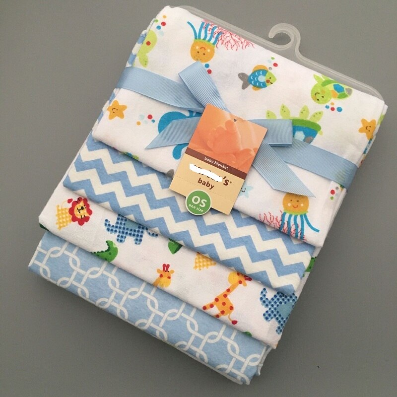 4 stuks Baby Beddengoed Set Leuke Printing Crib Sheet Multi-Functionele Baby deken katoen inbakeren Kids Lakens Wieg enkele Lakens