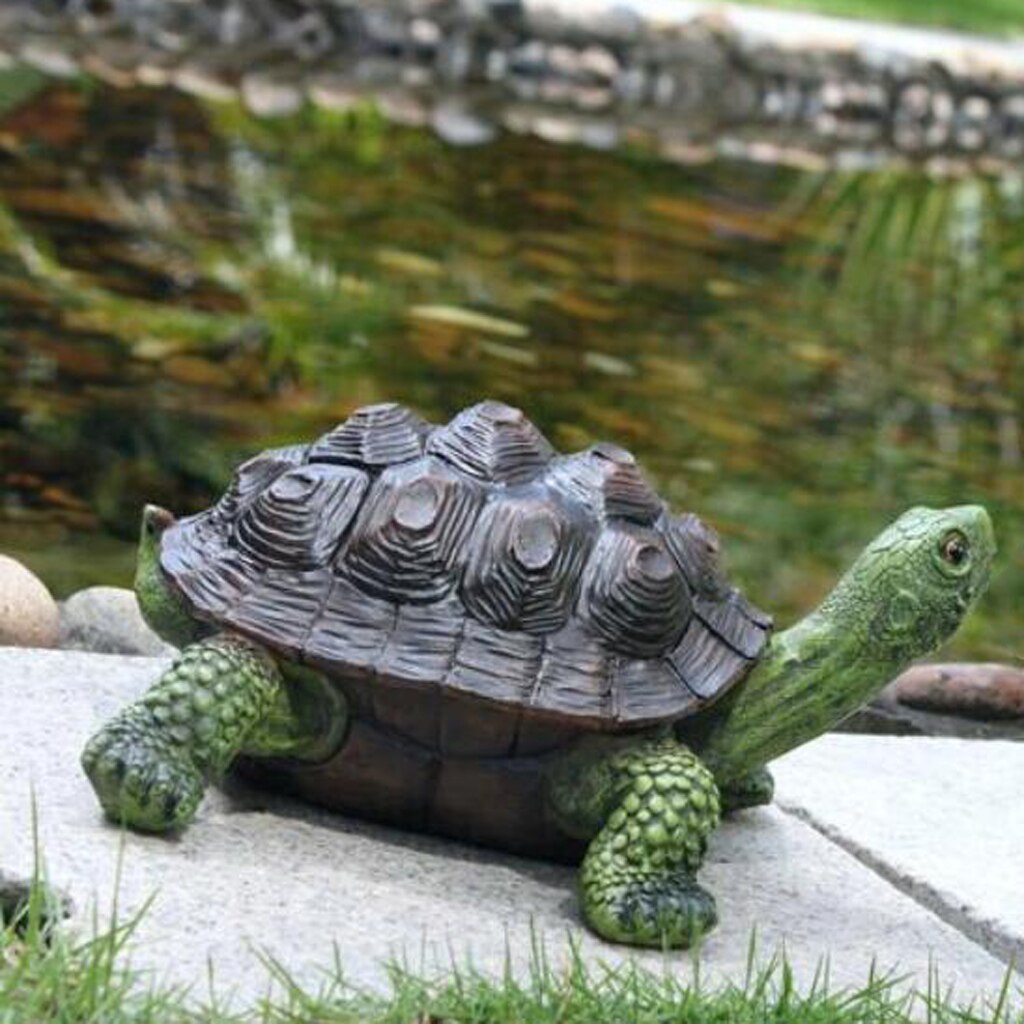 Resin Craft Realistic Turtle Statue Pond Ornament Home Art Decor