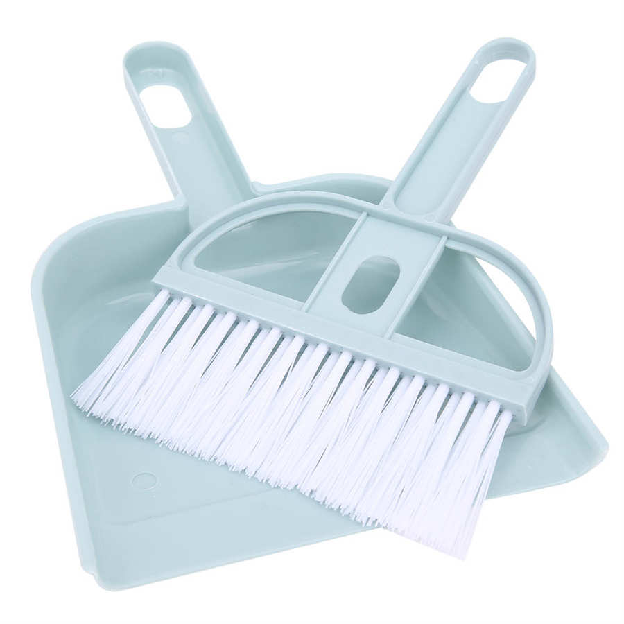 4 unids/set Mini Kit de herramientas de limpieza porta bolsa de basura cepillo de teclado escritorio escoba recogedor para uso en el hogar