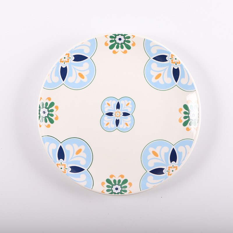 Steak plate Retro ceramic cutlery set Western breakfast plate ceramic shallow plate: C