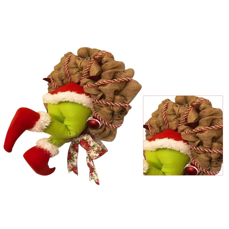 Décorations de noël, couronne en toile de jute, avec jambes en peluche, pour la décoration de noël, pour thanksgiving