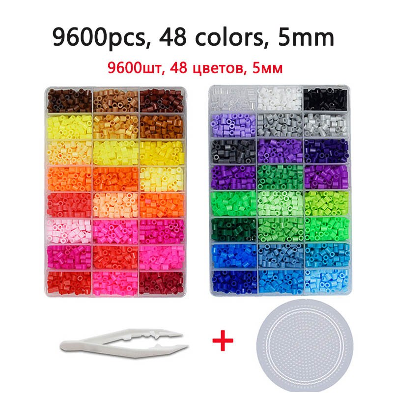 Ensemble de perles de hama de 5mm et 2,6mm avec fer à repasser, jouet pour bricolage de 100% , 24 / 72 couleurs,: GRIS