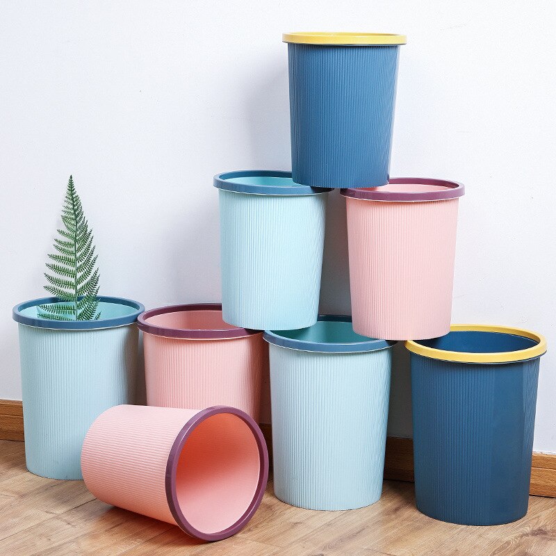 Poubelle en plastique grande cuisine salle de bains bureau, corbeille pour toilettes salon sans couvercle