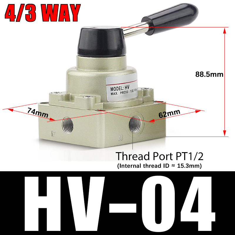 Manuel ventil/manuel kontakt/manuel retningsventil/manuel styringsluftventil hv -02 hv-03 hv-04 trevejs firevejsventil: Rød