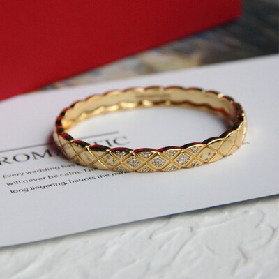 Ouro rosa pulseira de corte de moda grão cor de ouro rosa/cor prata/cor do ouro pulseira de aço inoxidável: wide gold stones