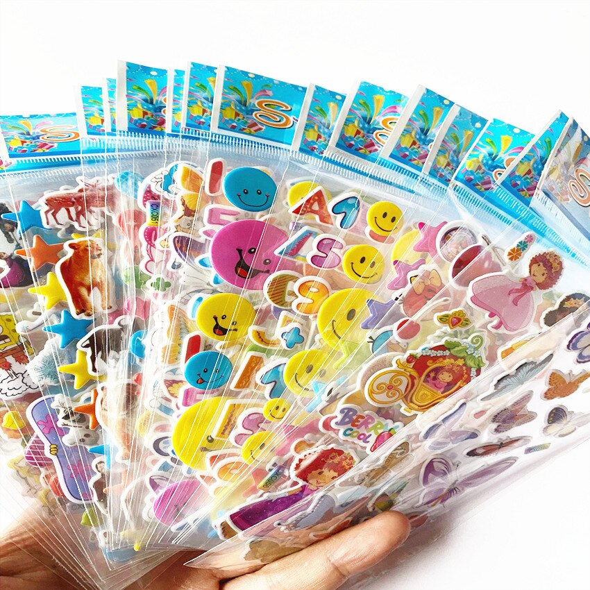 12,24,48,60 Vellen Kids Willekeurige Stickers 3D Puffy Bulk Cartoon Dierentuin Animal Scrapbooking Stickers Voor Meisje Jongen