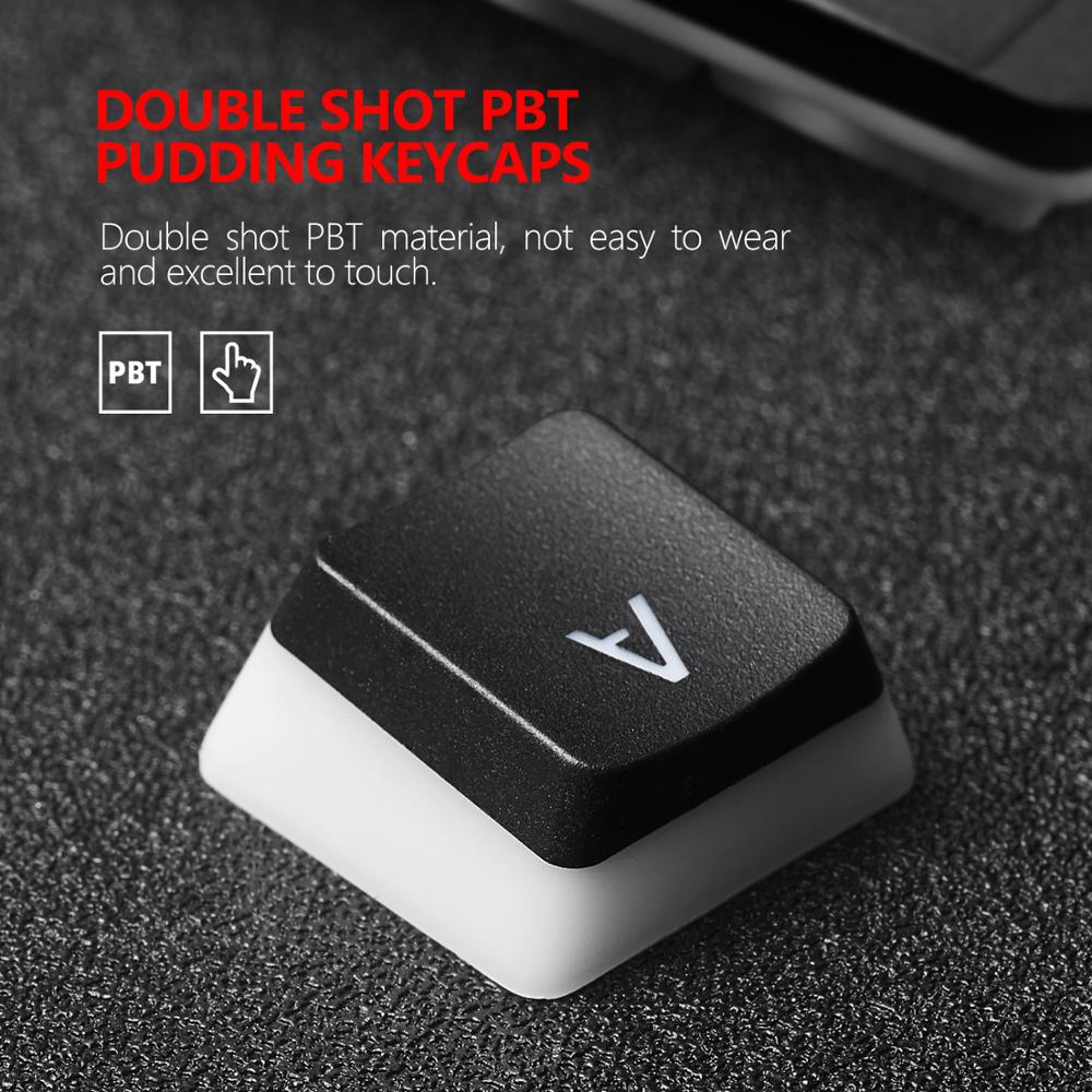 RedThunder Double Shot PBT Pudding Keycaps 104 Keycaps Set with Puller for DIY Cherry MX RGB Mechanical Keyboard