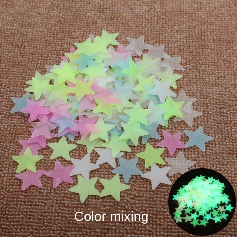 50Pcs Pentagram Lichtgevende 3D Muursticker Ster Lichtgevende Patch Fluorescerende Lichtgevende Muursticker Glow In The Dark Sterren Decals