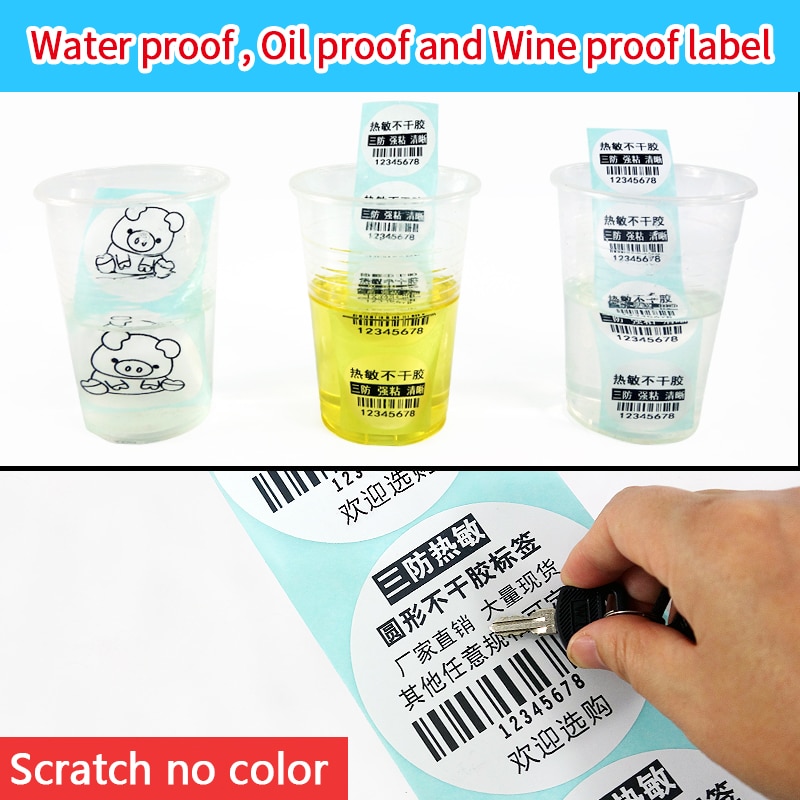 Direct Thermal Label Roll, Color / White Round Stickers, 1 Rolls, Packing Seal Label Sticker