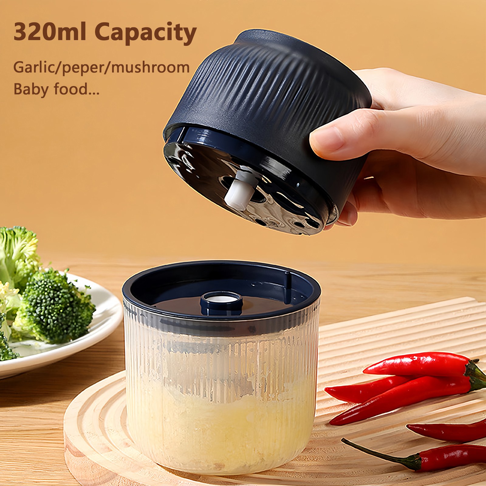 320ml elektriska mini vitlökshackare usb chilipepparkvarn köksverktyg för att krossa vitlök ingefära grönsaker barnmat