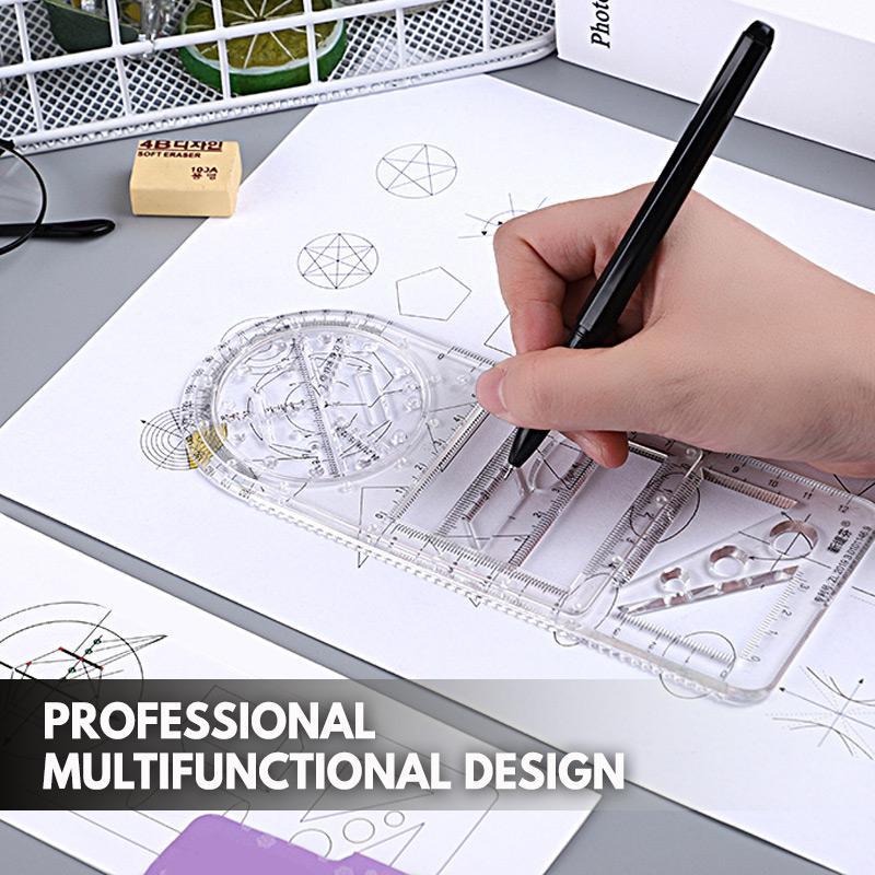 1pc Geometric Ruler Drawing Template Art Construction Architect Stereo Geometry Circle Drafting Measuring Scale Ruler