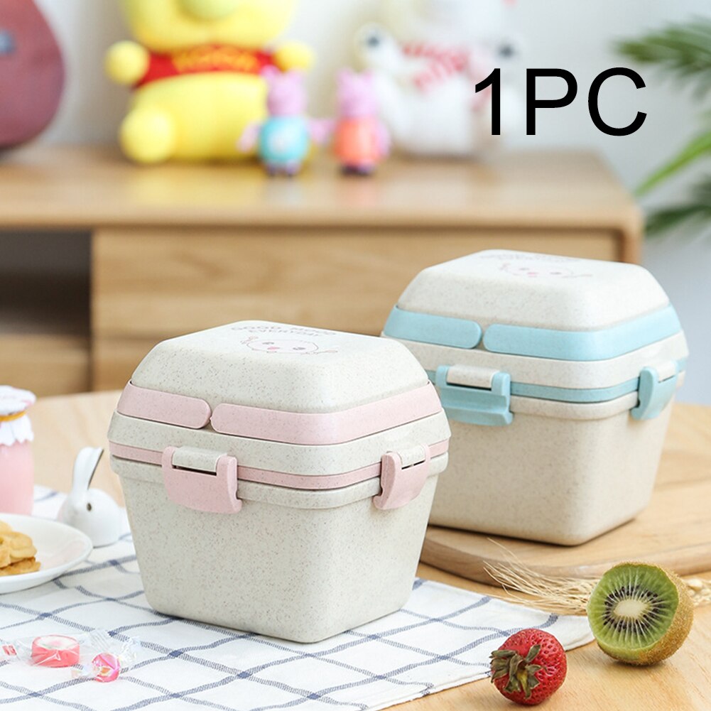 Cute For Kids Snacks Stacking Dinnerware Leakproof 3 Compartments School Office Food Storage Lunch Box Container Portable Meals