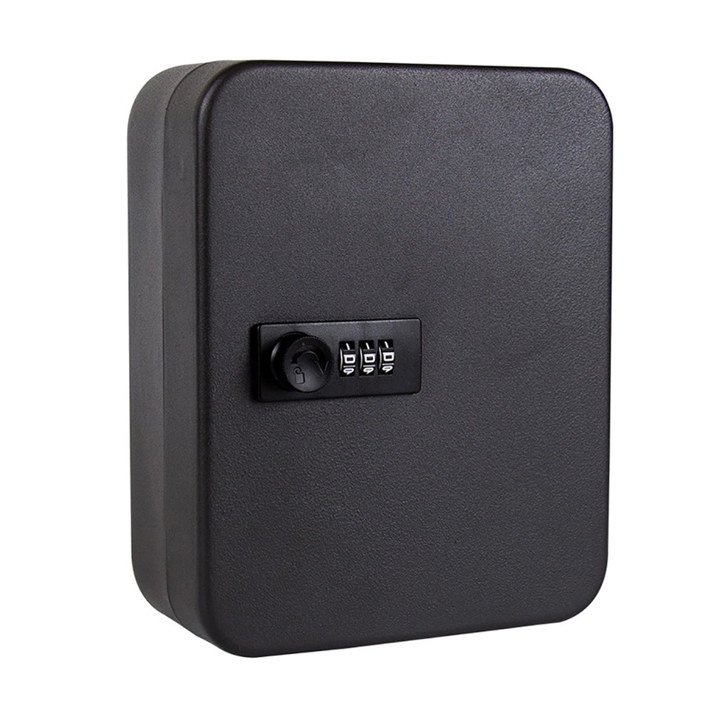 Password Wall Mounted Storage Cabinet Combination Lock Resettable Code Key Safe Box Organizer Indoor Outdoor Metal Office Home
