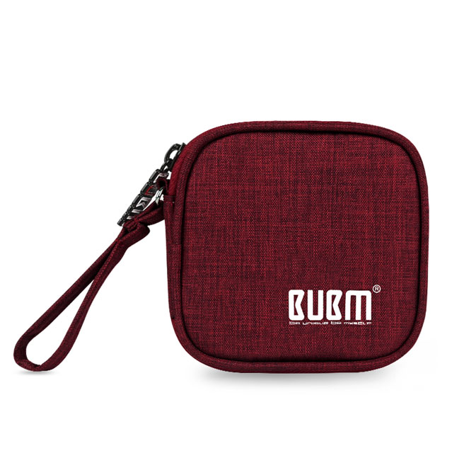 Bubm Oortelefoon Draagtas Houder Opbergtas Usb Gadget Organizer Hoofdtelefoon Mini Pouch Voor Oordopjes, Airpods, Kabel, usb Drive: Square Red