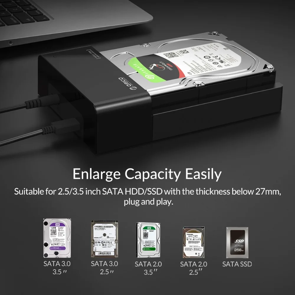 ORICO 2.5/3.5 Inch HDD Case SATA To USB 3.1 Gen2 Type C SSD Adapter High Speed HDD Box Hard Disk Drive External Case for Laptop