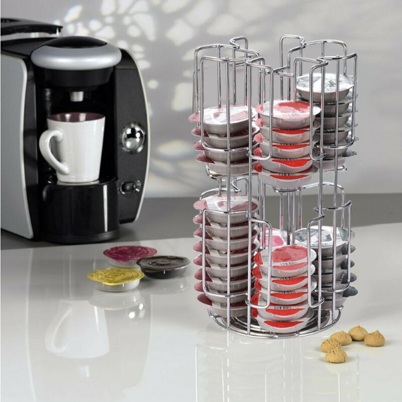 Rotatable 64Cups Metal Coffee Capsule Holder Capsule Storage Rack Tassimo Storage Storage Rack Tower Stand Storage Shelve