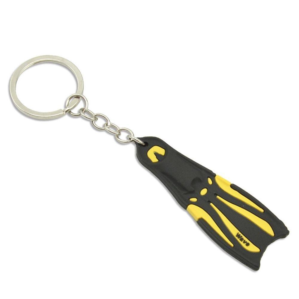 Llavero con aletas de buceo, soporte de acero de silicona para barco, Kayak, surf, navegación, accesorios de buceo: yellow