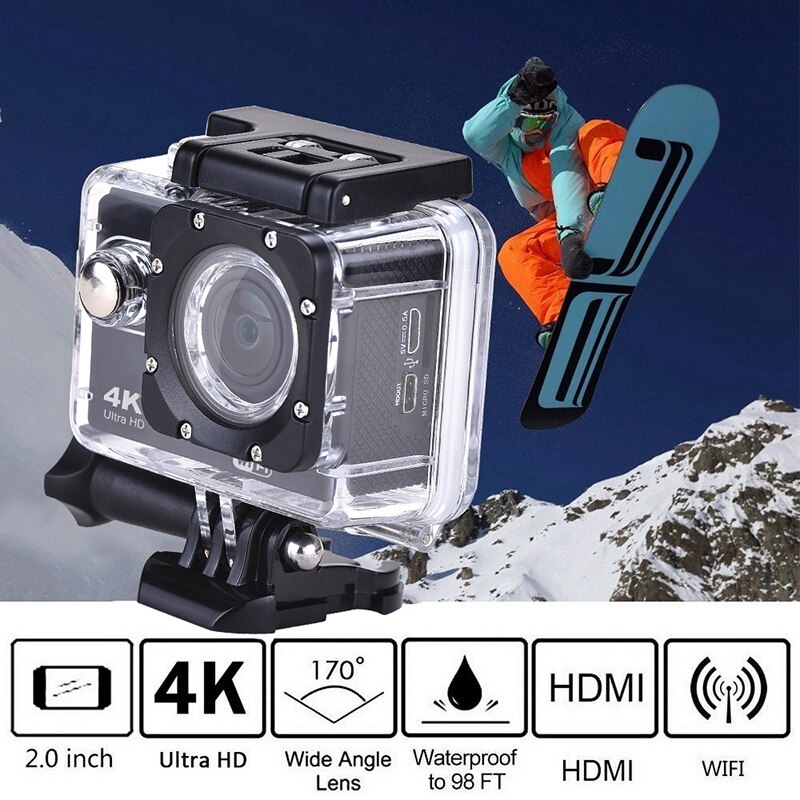 Wifi action kamera 4k 30 fps 1080p hd 5mp hjelm cam vandtæt 2.0 tommer ips sn sportskamera
