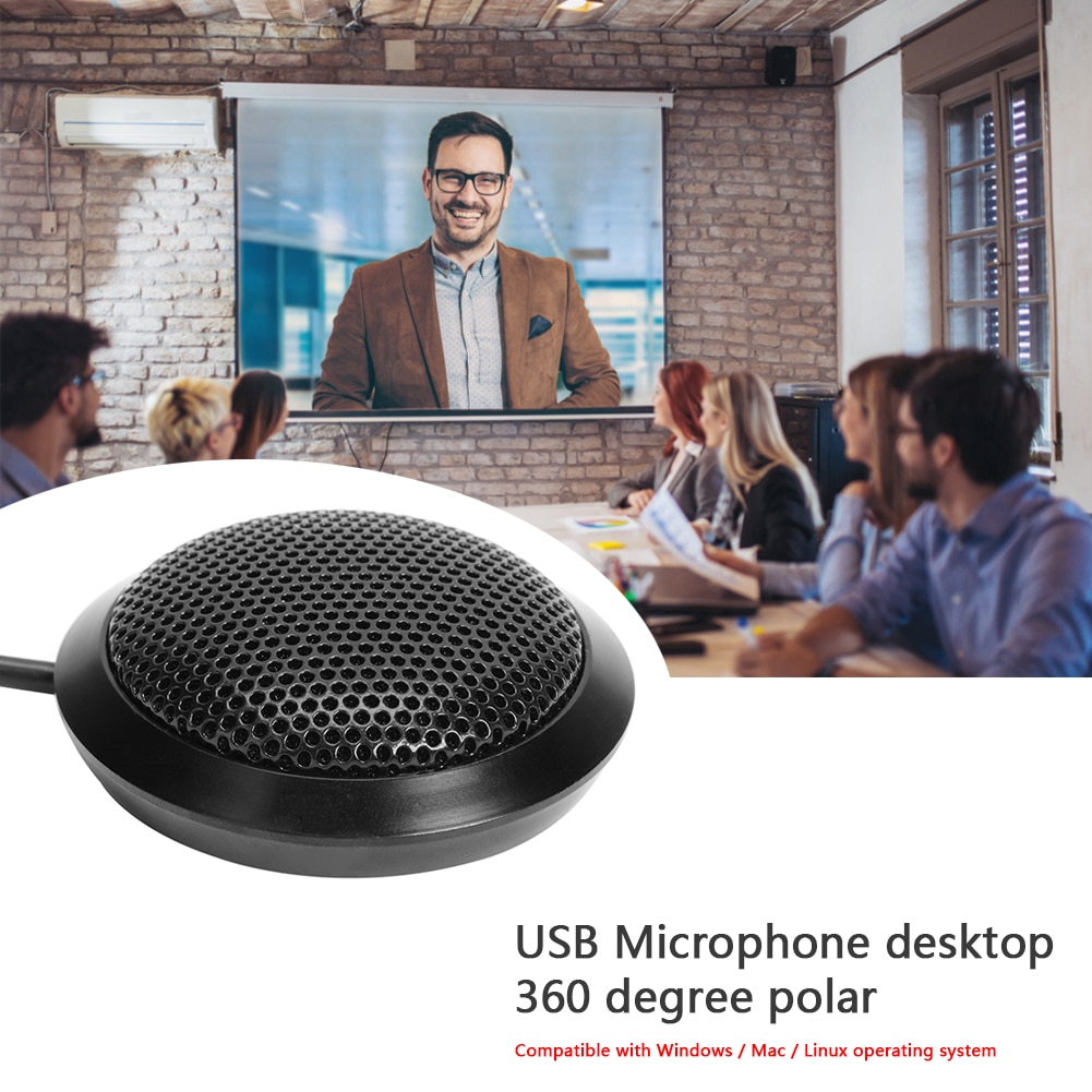 USB Omni-directional 360 Pickup Condenser Microphone Desktop Computer Mic for Computers Laptops Portable High Sensitivity Mic