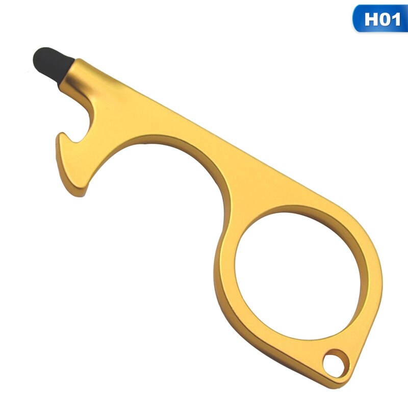 Portable Door Opener Tool Keychain Tool For Outdoor Public Door Handle Touchscreen Button Bottle Opener Keychain: H01
