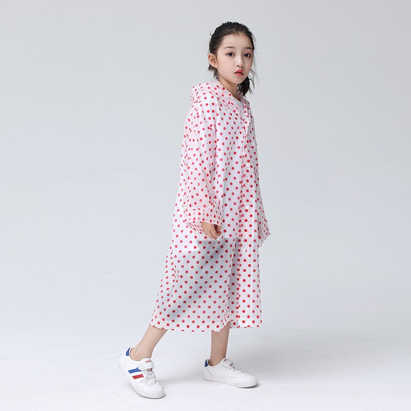 Impermeabile moda per bambini carino con cappuccio per bambini impermeabile addensato EVA Poncho impermeabile riutilizzabile per ragazzo ragazza giacca da pioggia tuta: Red