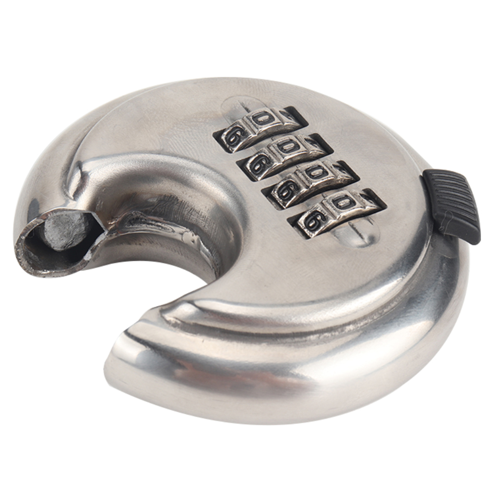 4 Digit Combination Discus Lock Heavy Duty Round Stainless Steel Disc Padlock 70mm For Trailer Storage Unit Shed Gate Door